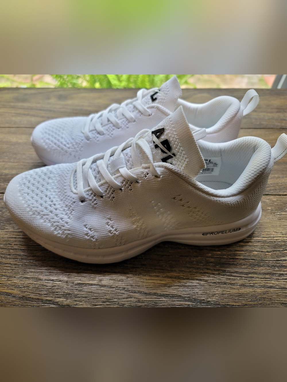 APL White Knit Lace-Up Running Shoes
